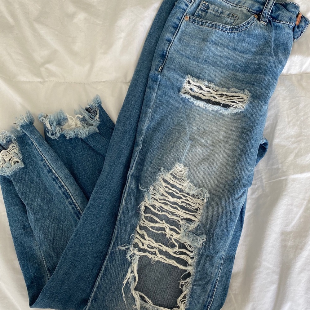 Like new YMI dream mom jean, heavily distressed